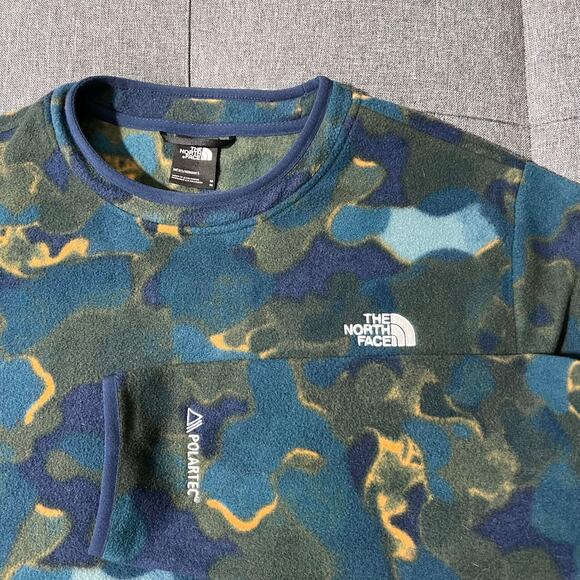 The North Face Fleece Sweatshirt Men Medium‎ Blue Camo PolarTec - Picture 4 of 7